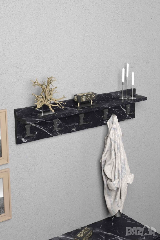 Дървена закачалка за стена - 5 цвята / Стенна закачалка, снимка 1