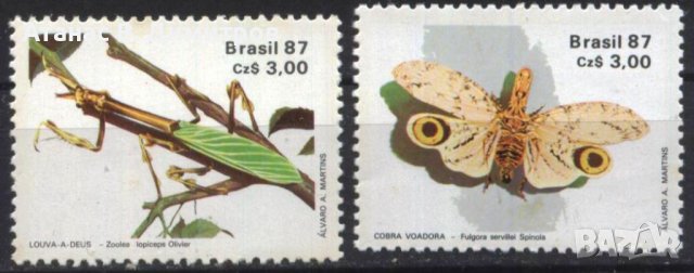 Чисти марки Фауна Насекоми Пеперуда Богомолка 1987 Бразилия