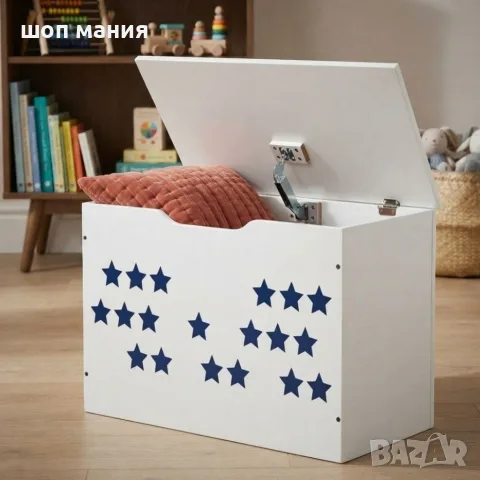 Дървен детски сандък за играчки