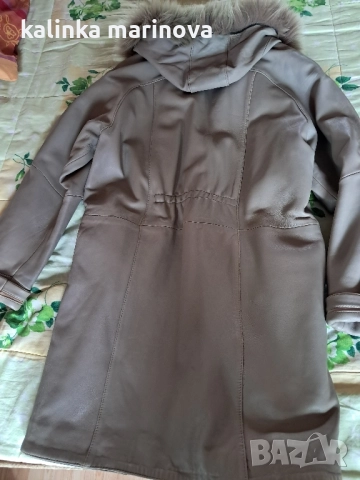 естествена кожа с естествен пух яке над коляното, снимка 2 - Якета - 52096734