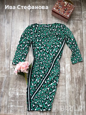 Нова леопардова ежедневна спортно елегантна рокля зелена , снимка 10 - Рокли - 39047735