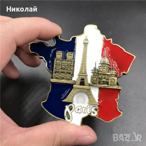 Магнит за хладилник Франция , Париж , айфелова кула , френско знаме