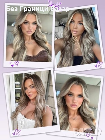 Нова Перука с HD дантела, 66 см, топлоустойчива синтетична коса, лесна за носене, снимка 8 - Аксесоари за коса - 52544536