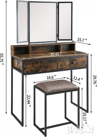 ПРОМОЦИЯ Тоалетка с табуретка в индустриален стил YSG-21304-RC, снимка 2 - Тоалетки - 38955370