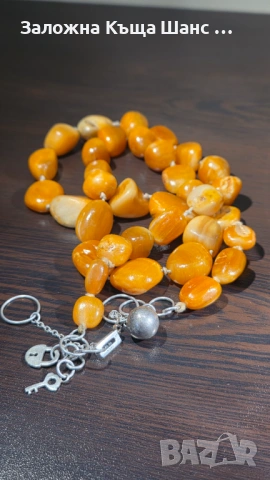 Гердан от сребро 925 проба с мъниста направени от балтийски кехлибар "butterscotch", снимка 3 - Колиета, медальони, синджири - 54034995