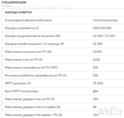 Соларен инвертор 10kw Хибрид / 11.5kw мрежови, 48V, 2Х MPPТ, монофазен, снимка 10 - Друга електроника - 41859840