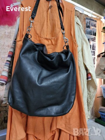 DECADENT чанта,тип торба черна Естествена кожа 