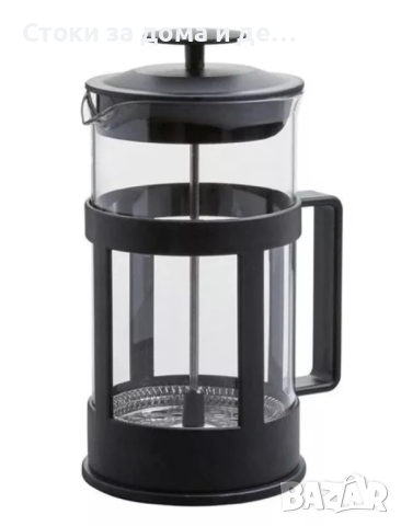 ✨Френска преса за чай и кафе 162006-7, 600мл., Стъкло с пластмасова основа, Черен , снимка 1