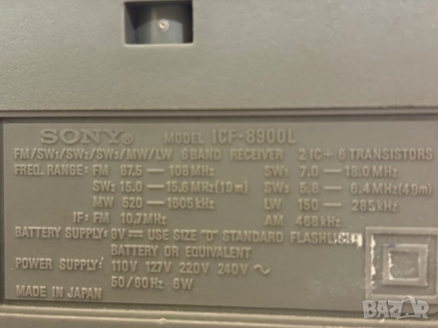 Радиоприемник Sony ICF-8900l, снимка 3 - Радиокасетофони, транзистори - 52130476