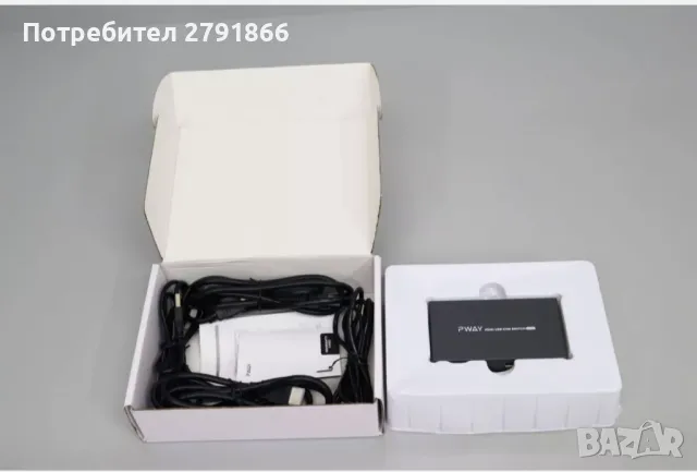 KVM превключвател HDMI 2в1 4K 30Hz с USB 2.0 хъбове с комплект кабели, снимка 4 - Работни компютри - 48286260