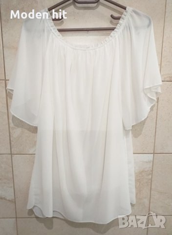 Туника с паднал ръкав - шифон с перлички, снимка 2 - Туники - 30379361