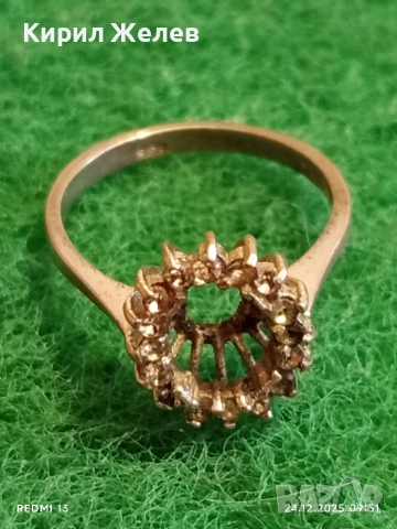 Сребърен пръстен с фасетирани кристали майстоска изработка 27129, снимка 3 - Пръстени - 52889758