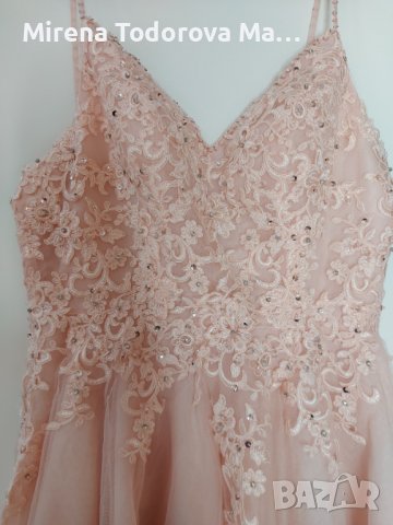 Абитуриентска рокля.А-силует Къса/Мини Рокля от тюл с V-образно деколте и пайети с мъниста.EU36 S -1, снимка 5 - Рокли - 36684211