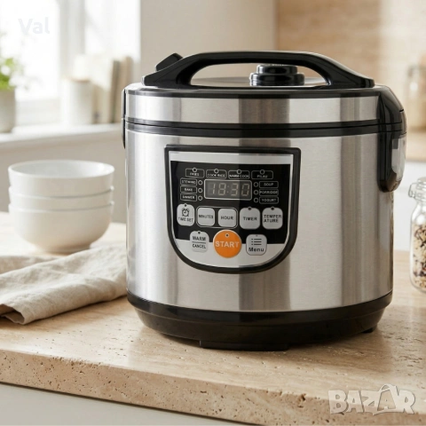 Оризоварка Cheffinger CF-RC5.0, 5L, 900W – XXL капацитет, таймер, инокс капак, снимка 5 - Съдове за готвене - 53976745