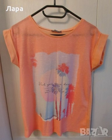 Оранжева тениска с щампа, снимка 1