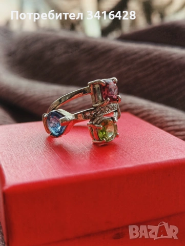 Ръчно изработен пръстен с естествени кристали