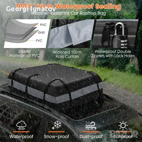 текстилна водоустойчива чанта (куфар) за автомобилен покрив (Roofbag)