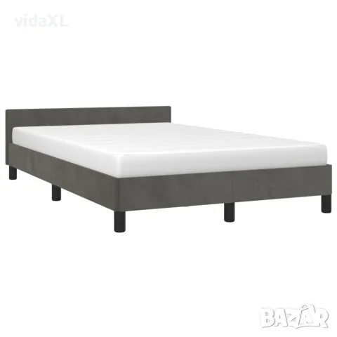 vidaXL Рамка за легло без матрак, тъмносив, 120x190 см, кадифе, снимка 4 - Спални и легла - 56147464