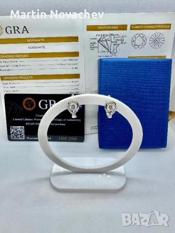 Сребърни обеци с мойсанит (Диамант) 0.5 карата, снимка 2 - Обеци - 54152335