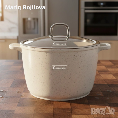 Дълбока тенджера Goldmann GM-0624B с мраморно покритие, 24 см, 6.2 л, индукция, снимка 2 - Съдове за готвене - 53045012