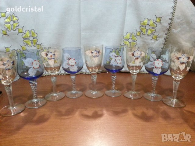 Ретро стъклени чаши за вино Бохемия , снимка 5 - Антикварни и старинни предмети - 44343746