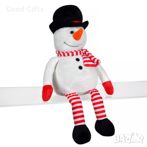 Коледна плюшена играчка Снежен човек с дълги раирани крака, 65 см, снимка 2 - Плюшени играчки - 42791445