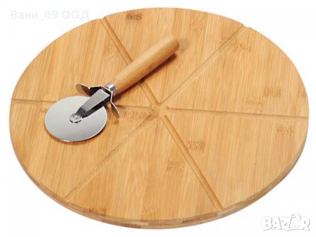 Дъска за пица с разделения за парчетата, плюс кръгъл нож за рязане, снимка 2 - Аксесоари за кухня - 31696956
