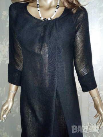 Черна рокля със 7/8 ръкав, размер - М, снимка 3 - Рокли - 31511713