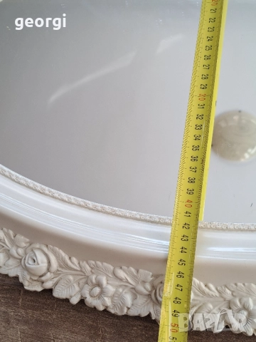немско огледало за стена с бяла рамка с релефни рози, снимка 7 - Огледала - 51765065