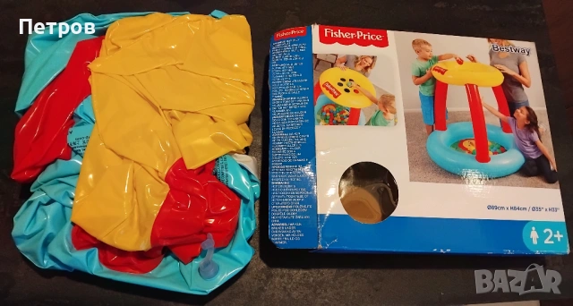 Кът за игра Bestway, Fisher-Price Animal Friends Ball Pit, Надуваем, 89 x 89 x 84 см