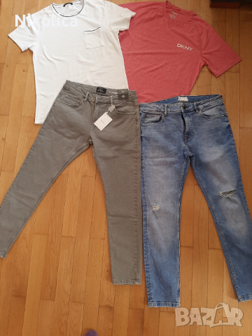Мъжки къси и дълги дънки Bershka, блузи Calvin Klein, DKNY, Wikiki, размер М. НОВИ или много запазен, снимка 11 - Дънки - 36557726