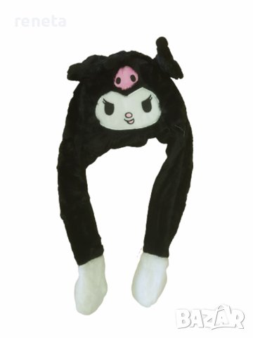 Шапка Ahelos, Kuromi Подвижни уши, Плюшена, Черен, снимка 1