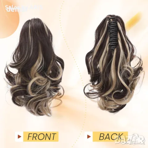 30 см удължение за коса, цвят кафяво с пепеляво русо, снимка 7 - Аксесоари за коса - 49894400