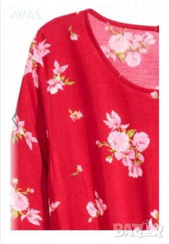 Нова червена рокля на цветя L-XL 44  размер, снимка 2 - Рокли - 36762487