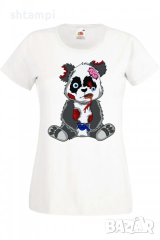 Дамска Тениска Panda Bear Zombi Gamer STAGE 2,Изненада,Повод,Подарък,Празник, снимка 1 - Тениски - 37640055