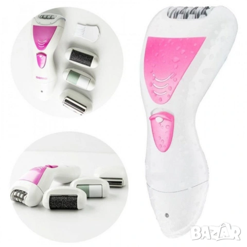 Уред за красота 4 в 1 приставки за обезкосмяване, тример, полиране на пети, снимка 2 - Тримери - 53043507