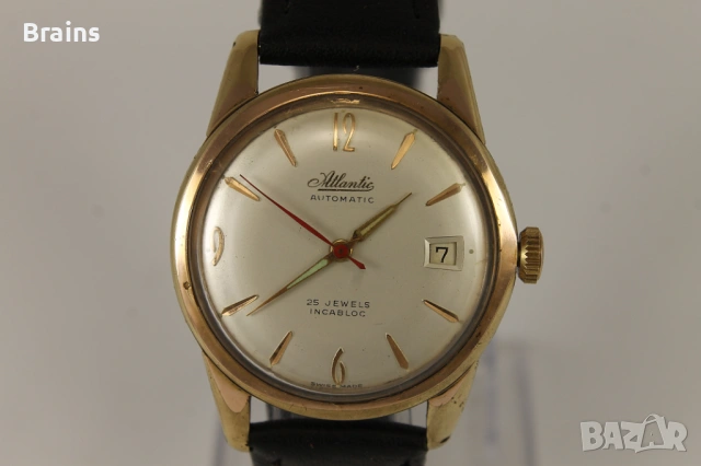 1950's ATLANTIC Automatic Позлатен Швейцарски Ръчен Часовник, снимка 3 - Мъжки - 54079774