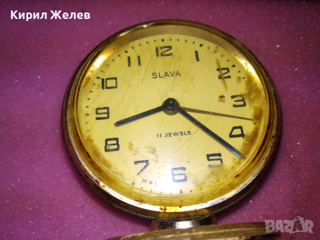 SLAVA MADE in USSR Стар КОЛЕКЦИОНЕРСКИ РУСКИ БУДИЛНИК МЕХАНИЧЕН НАСТОЛЕН ЧАСОВНИК СЛАВА СССР 36935, снимка 3 - Антикварни и старинни предмети - 44534268