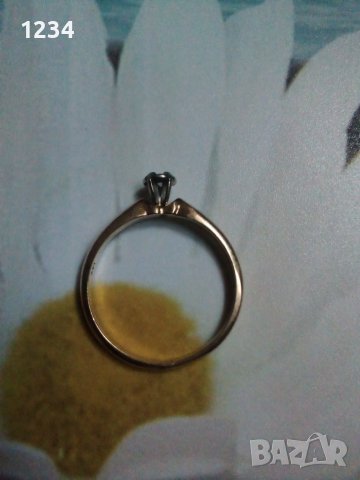 Златен пръстен с диамант годежен, снимка 3 - Пръстени - 39300662