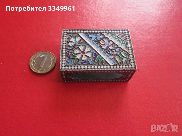 Руска сребърна кутия кибритник с емайл Царска Русия, снимка 3 - Други ценни предмети - 36693390