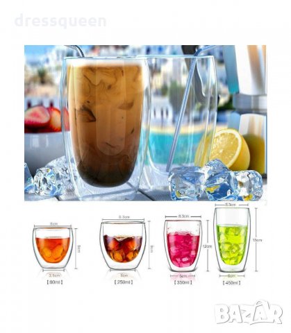 2963 Чаша от двустенно стъкло за топли, студени напитки и кафе, снимка 5 - Чаши - 34264761