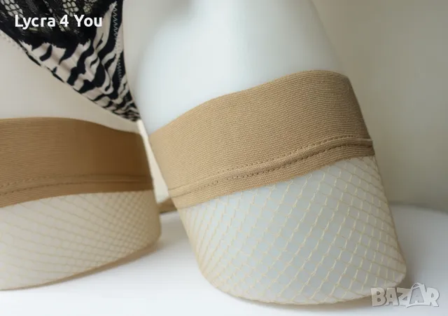 S размер телесни чорапи мрежа със лепяща лента на бедрата, снимка 6 - Бельо - 48093585