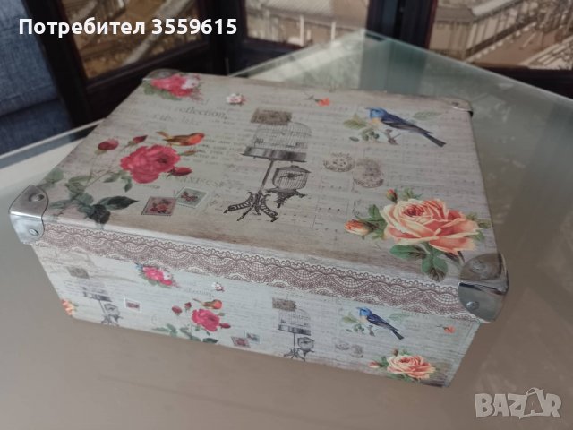 ретро кутия Винтидж от Париж с цветя и птици, снимка 1 - Декорация за дома - 38824362