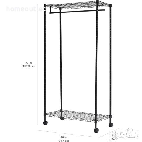 ПРОМОЦИЯ Метална закачалка за дрехи с колелца в черно SONGMICS LGR90P, снимка 4 - Закачалки - 51656254