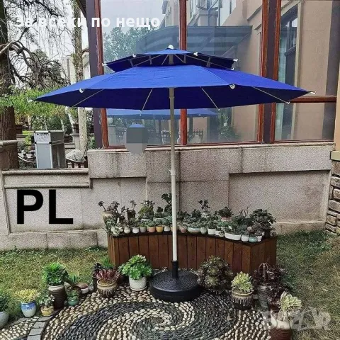 Градински Чадър С UV Защита С Ветроустойчива Клапа И Двоен Покрив – 220/220 см Код P591, снимка 7 - Градински мебели, декорация  - 50426836