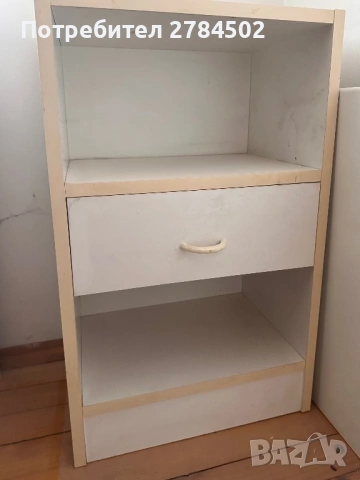 Бяло шкафче с рафтове и чекмедже, снимка 2 - Шкафове - 53218951