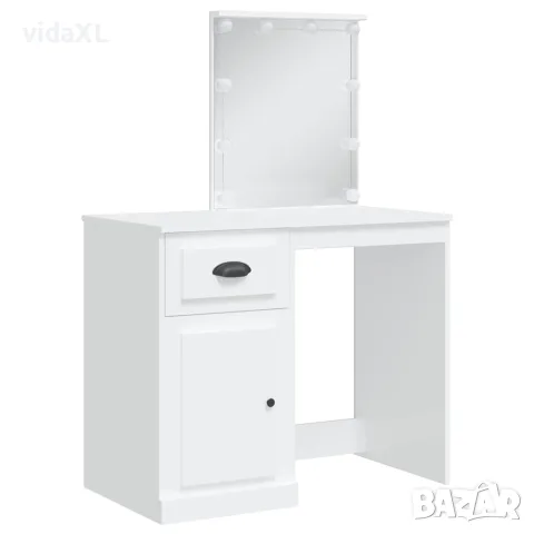 vidaXL Тоалетка с LED лампи, бяла, 90x42x132,5 см, снимка 3 - Тоалетки - 56148155