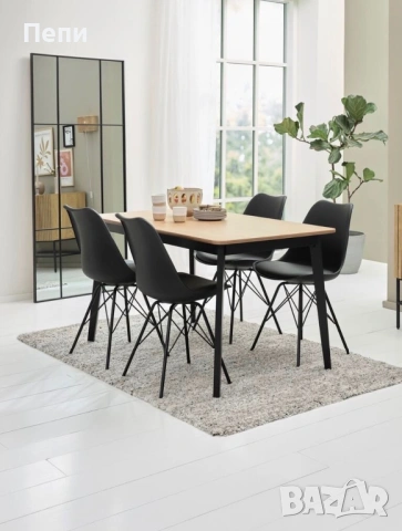 Кухненска маса JEGIND 80x130 цвят натурален дъб/черно, снимка 3 - Маси - 54209593