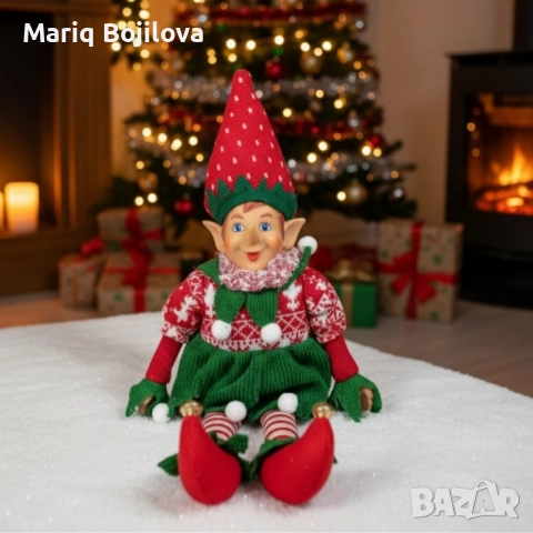 Коледен Елф – декоративна фигура с меки крачета и празнично облекло, снимка 5 - Декорация за дома - 52091986