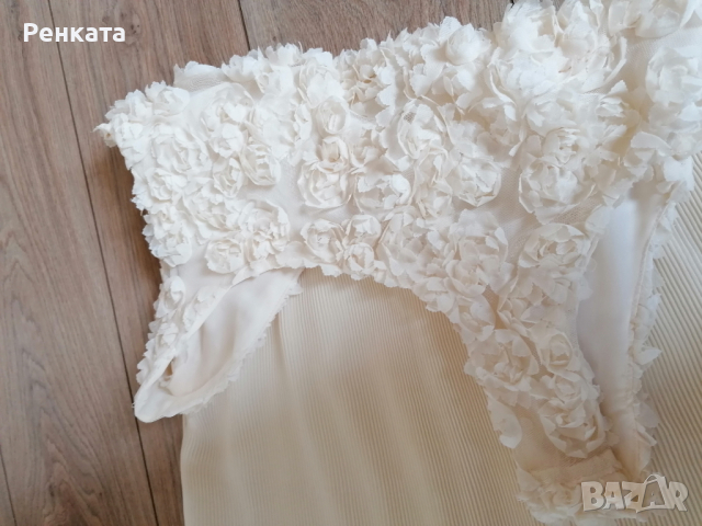 Уникална Рокля цвят шампанско, снимка 10 - Рокли - 36510291